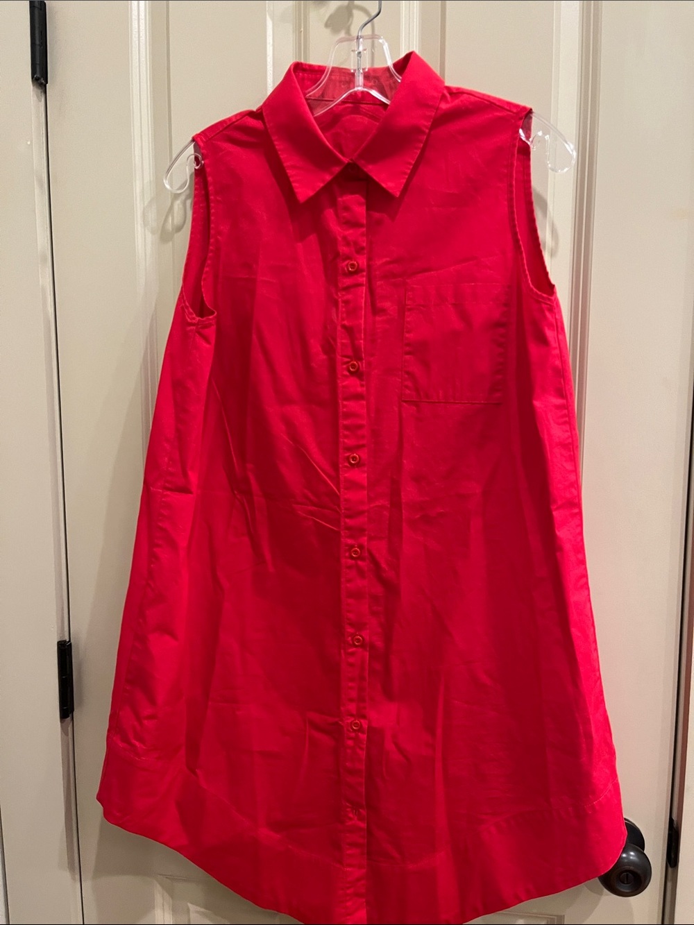 Source Unknown Hot Pink Sleeveless Asymmetrical Button-Front Dress